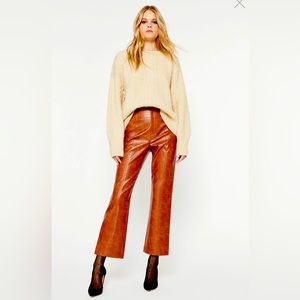 BARDOT CROC VEGAN LEATHER PANT IN TAN CROC